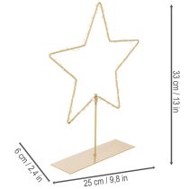 Itens Estrela com 50 LEDs, decoração de mesa em metal, funciona a bateria, para uso interno, 33 cm