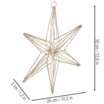 Itens Estrela decorativa de LED feita de arame para pendurar, para uso interno, 32 cm