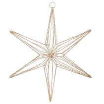 Itens Estrela decorativa de LED feita de arame, decoração suspensa para interiores, 40 LEDs, branco quente, 42 cm