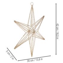 Itens Estrela decorativa de LED feita de arame, decoração suspensa para interiores, 40 LEDs, branco quente, 42 cm