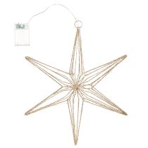 Itens Estrela decorativa de LED feita de arame, decoração suspensa para interiores, 40 LEDs, branco quente, 42 cm