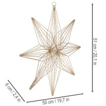 Itens Estrela decorativa de LED feita de arame para pendurar, para uso interno, funciona com bateria, 51 cm