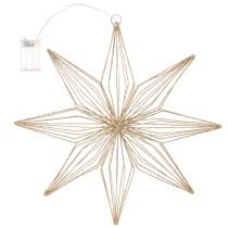Itens Estrela decorativa de LED feita de arame para pendurar, para uso interno, funciona com bateria, 51 cm