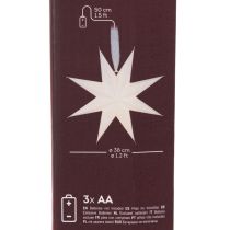 Itens Estrela de LED suspensa com temporizador, branco quente, para uso externo, 38 cm