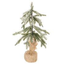 Itens Planta artificial com neve, árvore de Natal LED em saco de juta, funciona a pilhas, para uso interior, 50 cm