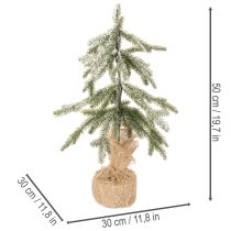 Itens Planta artificial com neve, árvore de Natal LED em saco de juta, funciona a pilhas, para uso interior, 50 cm