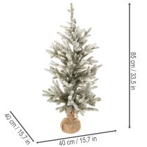 Itens Árvore de Natal artificial com neve artificial, em saco de juta, 40 LEDs, para uso interno, 85 cm