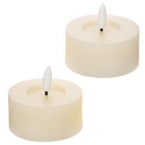 Itens Vela de LED, branco quente, efeito de cintilação e temporizador, cera verdadeira, funciona a bateria, 7 cm, 2 unidades