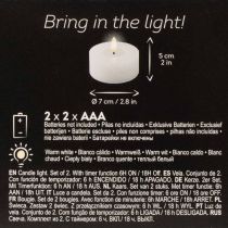 Itens Vela LED XL Tealight Branca de Cera Real com Temporizador, Luz Branca Quente, 6cm, 2 unidades