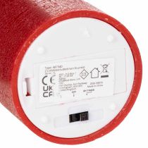 Itens Vela pilar de LED feita de cera verdadeira na cor vermelha com temporizador e luz branca quente, 12 cm