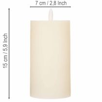 Itens Vela pilar de LED feita de cera verdadeira na cor branca com função de temporizador, branco quente, 15 cm