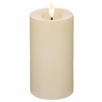 Itens Vela pilar de LED feita de cera verdadeira na cor branca com função de temporizador, branco quente, 15 cm