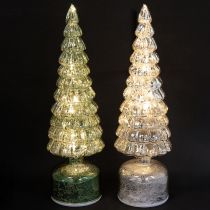 Itens Árvore de Natal LED giratória verde prata H34cm 2 peças