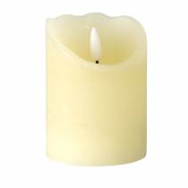 Vela de cera real LED marfim, temporizador de efeito de chama branca quente operado por bateria Ø7,5 H10cm