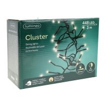 Itens Cadeia de luz LED preto, branco quente 448 para exterior 3m