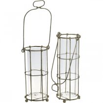 Lanterna de jardim, lanterna de metal Ø8,5cm H23/18,5/14,5cm conjunto de 3
