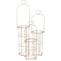 Itens Conjunto de 3 lanternas de jardim em metal, estilo candeeiro de vento, Ø8,5cm A23/18,5/14,5cm.
