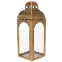 Itens Lanterna de metal com vidro e aparência de latão, 50 cm de altura, conjunto de 2