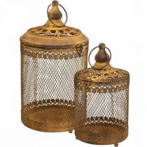 Lanterna com aparência de ferrugem decoração de jardim verão Ø15.5/19.5cm H29/36cm conjunto de 2