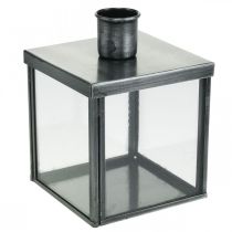 Castiçal decorativo para vela prata, antracite Alt.11cm