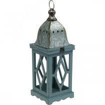 Itens Lanterna de madeira com decoração em metal, lanterna decorativa para pendurar, decoração de jardim azul-prata H51cm