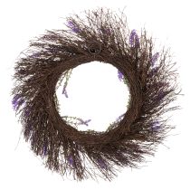 Itens Guirlanda artificial de lavanda para a primavera, decoração de porta, guirlanda decorativa para entrada, 60 cm