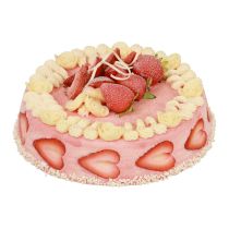 Boneco de comida, bolo artificial com creme de morango Ø23cm Alt.9,5cm