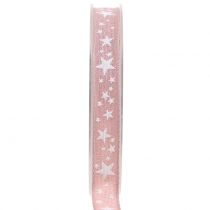 Fita de juta com motivo estrela rosa 15mm 15m