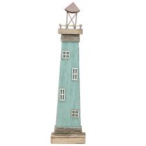 Itens Farol antigo decoração de mesa marítima madeira azul 40,5 cm