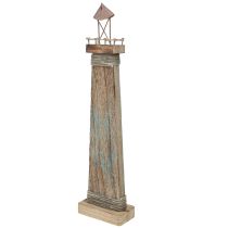 Itens Farol antigo decoração de mesa marítima madeira azul 40,5 cm