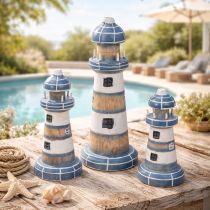 Itens Decoração de farol, estilo marítimo, para sala de estar e terraço, 20cm, conjunto de 3.