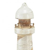 Itens Farol Madeira Decoração Marítima Natural Branco Ø10,5cm Alt.28,5cm