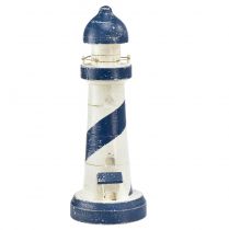 Itens Farol Decoração de mesa marítima azul branco Ø10,5cm Alt.28,5cm