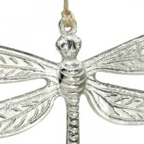 Libélula de metal, decoração de verão, libélula decorativa para pendurar prata W12,5cm