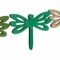 Libélulas para espalhar, decoração de verão feita de madeira, decoração de mesa verde 48pcs
