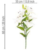 Itens Lírios artificiais, 6 flores brancas, ramo florido realista, 66 cm