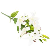 Itens Lírios artificiais, 6 flores brancas, ramo florido realista, 66 cm