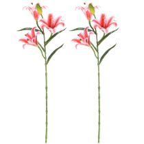 Itens Lírio artificial para decoração elegante de sala de estar com aparência realista, 67 cm, 2 peças.