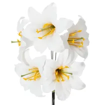 Itens Flor de lírio artificial, branca, em arame, tamanho médio, 35 cm, 5 peças
