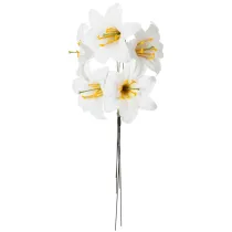 Itens Flor de lírio artificial, branca, em arame, tamanho médio, 35 cm, 5 peças