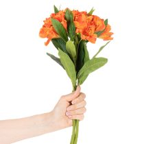 Itens Flor artificial de Alstroeméria laranja, arranjo decorativo artificial, 75 cm, 3 peças.
