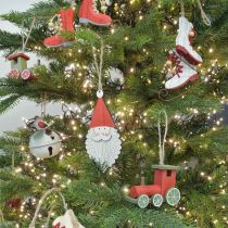 Itens Locomotiva, decorações para árvores de Natal, madeira vermelha, verde 8,5 × 4 × 7cm 4 unidades