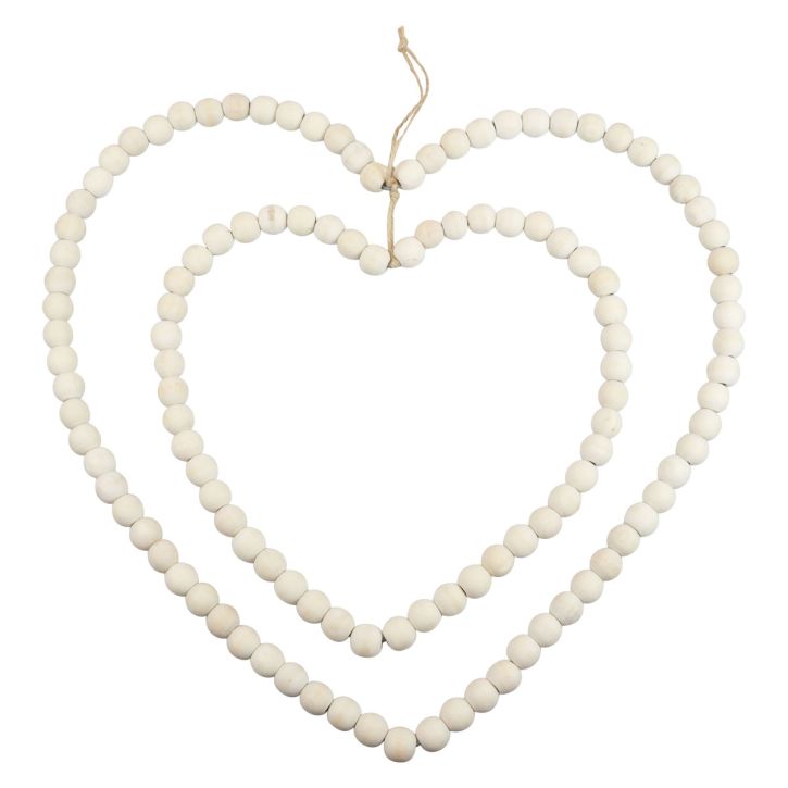 Itens Anel decorativo em formato de coração feito de contas de madeira decoração suspensa 38×40,5cm
