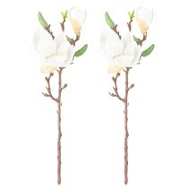 Itens Magnolia Branco Botões de Flores Artificiais Decoração Ramo H40cm 2pcs