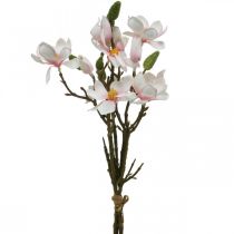 Itens Ramos de magnólia artificiais Flores artificiais rosa H40cm 4 peças em cacho