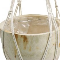 Cesto suspenso em macramê estilo boho vaso de madeira Ø22cm
