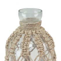 Itens Vaso decorativo de vidro garrafa macrame juta natural Ø10,5cm Alt.26cm