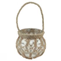 Itens Macrame vidro decorativo pendurado pote de vidro transparente Ø16cm Alt.29cm