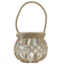 Itens Macrame vidro decorativo pendurado pote de vidro transparente Ø16cm Alt.29cm