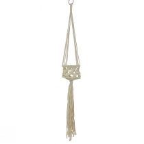 Itens Decoração suspensa em macramê creme estilo boho Ø12cm Alt.79cm